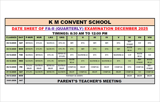 Exam Date Sheet
