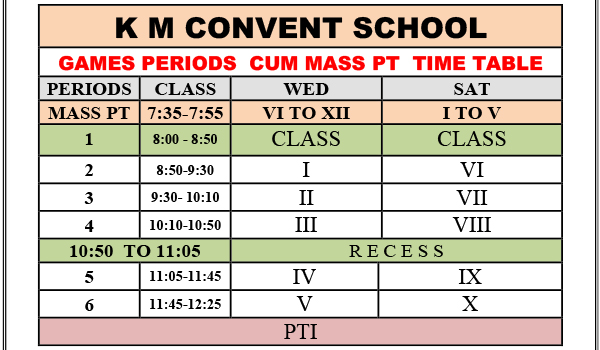 Summer Time Table